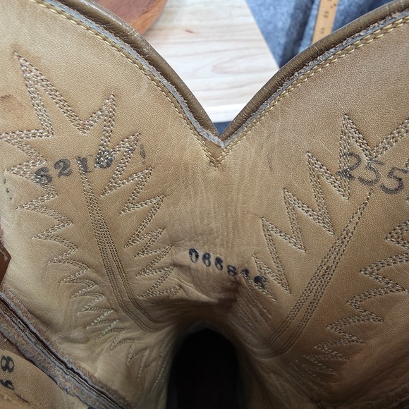 Vtg Tony Lama Western Boots Mens 7 B‎ Brown Leather Cowboy Botas Rodeo Vaquero - Picture 10 of 13